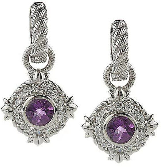 Judith Ripka Jewelry - Judith Ripka for Diamonique Amethyst and Sterling Earrings